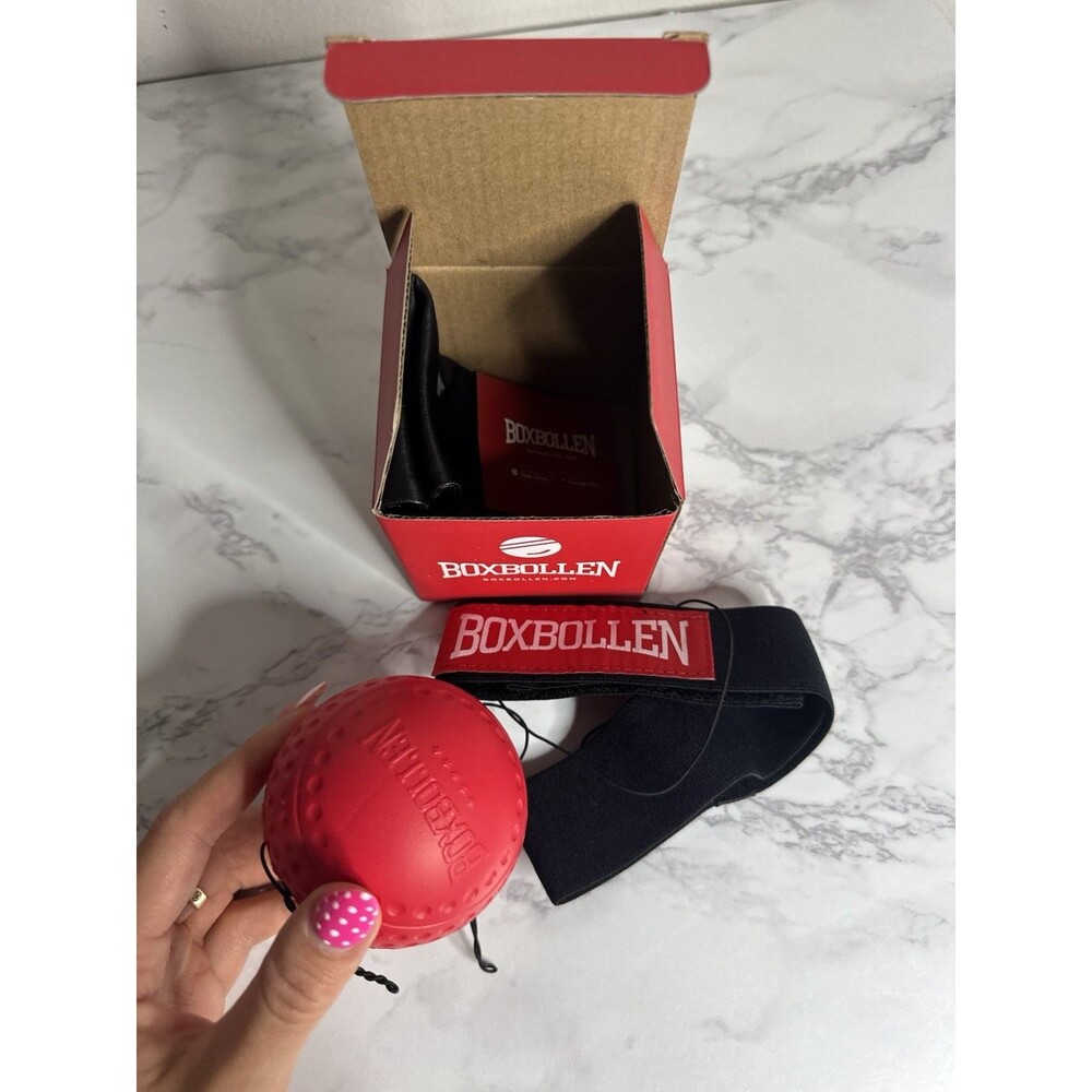 Boxbollen Boxing Reflex Ball Set Speed Bag Trainer, Red Ball & Black Headband